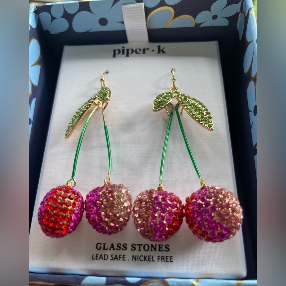 Piper K Cherry Dangle Earrings,Cherry Earrings,Piper K Earrings. - Picture 12 of 12